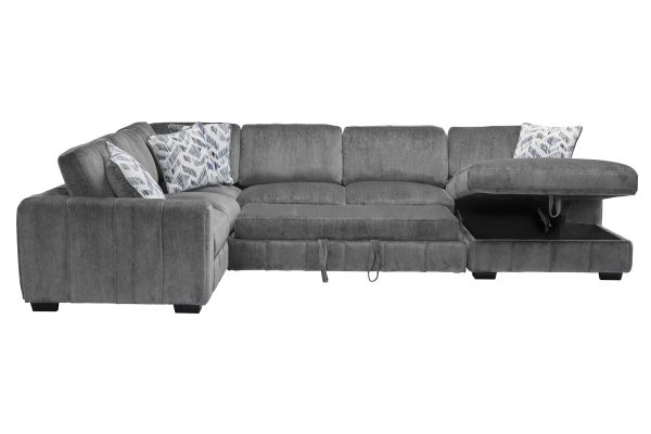 Overnight Grey 4-Piece Sleeper Sectional with Right Arm Facing Chaise