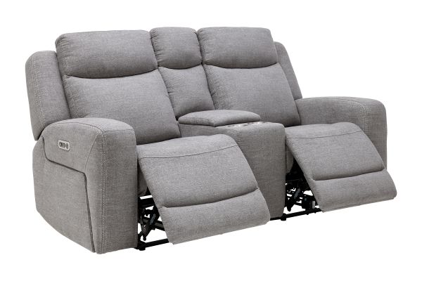 Summit Grey Dual Power Reclining Console Loveseat