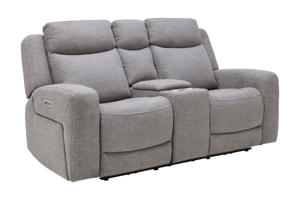 Summit Grey Dual Power Reclining Console Loveseat