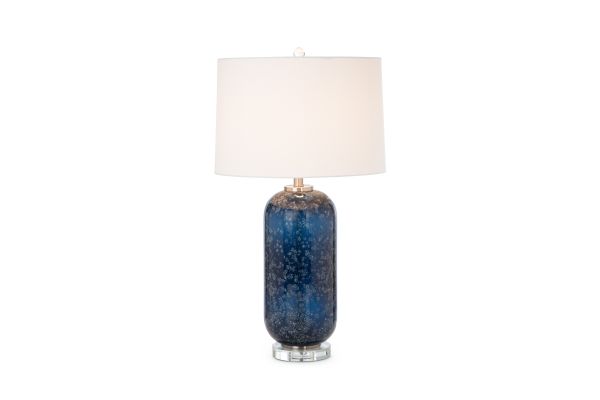 Blue Glass Table Lamp with Crystal Base (Set of 2)