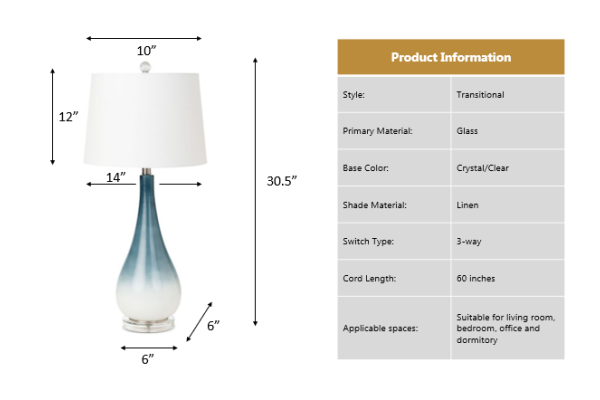 Serenity Table Lamp Blue/White (Set of 2)