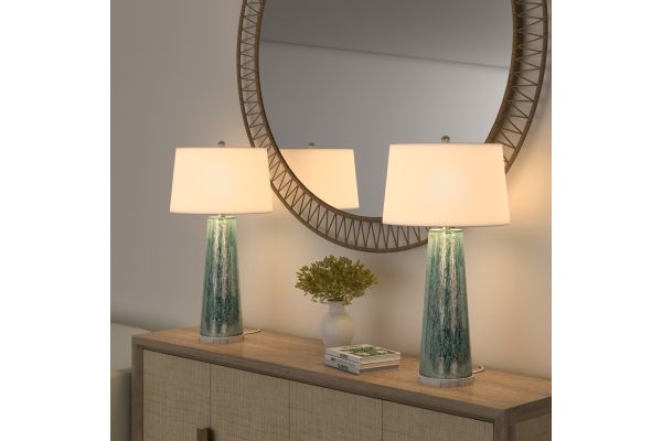 Emerald Rain 31" Abstract Green Toned Table Lamp (Set of 2)