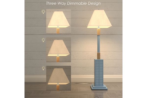 Lux Lighting  63'' Coastal Blue Shutter Floor Lamp - 3 Way Switch