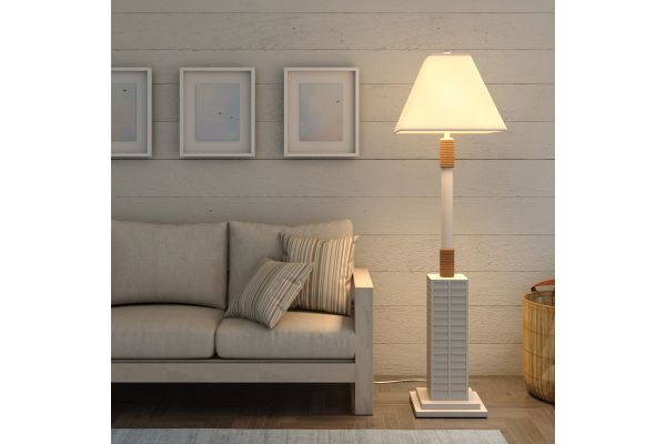 Lux Lighting  63'' Coastal White Shutter Floor Lamp - 3 Way Switch