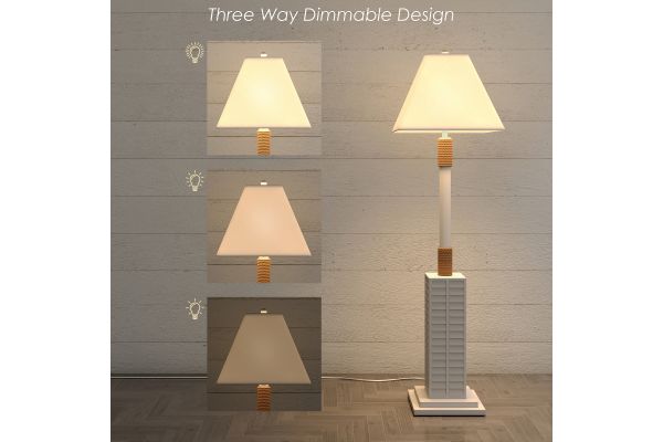 Lux Lighting  63'' Coastal White Shutter Floor Lamp - 3 Way Switch