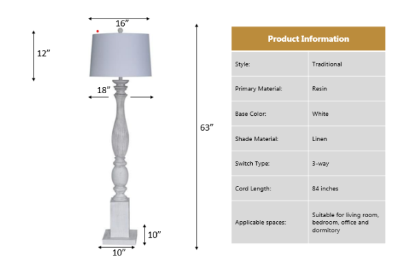 Elmwood 63'' Classic Floor Lamp
