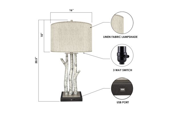 Birchwood Coastal Trio 29.5" Whitewash Table Lamps (Set of 2)