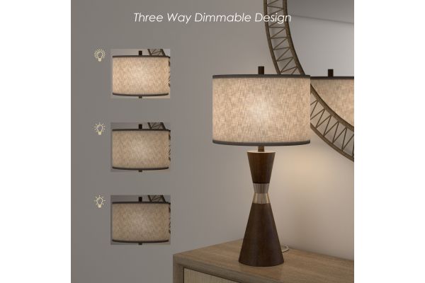 Hourglass 30.5" Brown Resin & Metal Table Lamps (Set of 2 Contemporary)