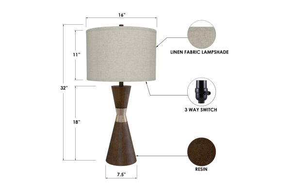 Hourglass 30.5" Brown Resin & Metal Table Lamps (Set of 2 Contemporary)