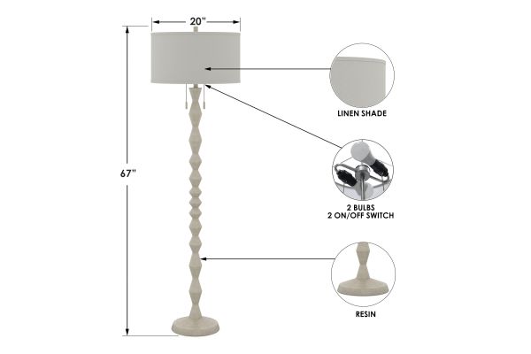 Zenith 66" White Floor Lamp