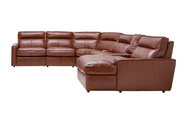 Berlin 6-Piece Dual Power Reclining Leather Sectional with Right Arm Facing Chaise