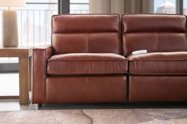 Berlin 6-Piece Dual Power Reclining Leather Sectional with Right Arm Facing Chaise