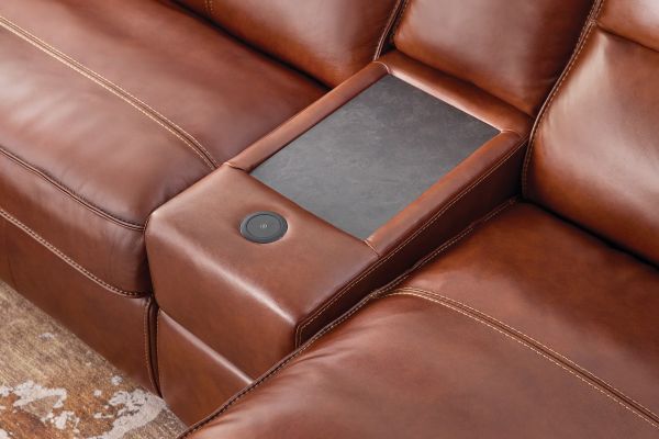 Berlin 6-Piece Dual Power Reclining Leather Sectional with Right Arm Facing Chaise
