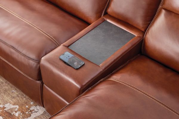 Berlin 6-Piece Dual Power Reclining Leather Sectional with Right Arm Facing Chaise