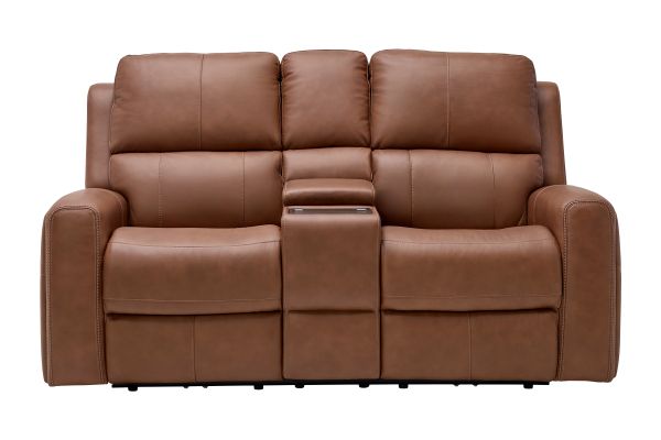 Linton Caramel Triple Power Reclining Console Loveseat
