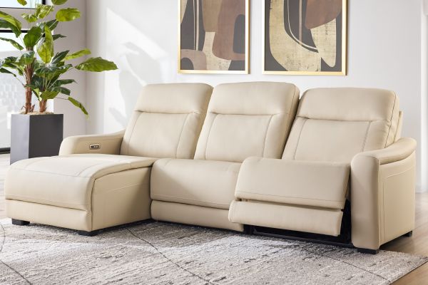 Newport 3-Piece Leather Dual Power Reclining Sectional with Left Arm Facing Chaise