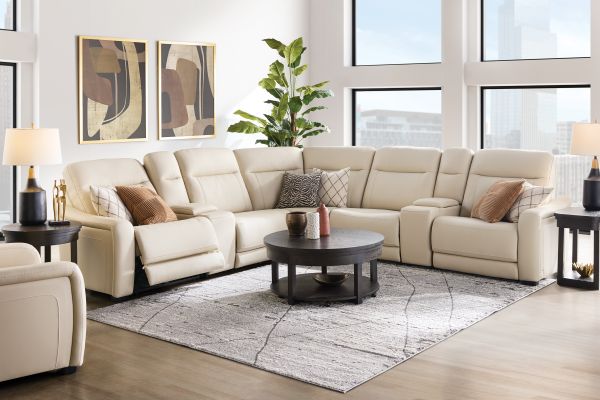 Newport 7-Piece Leather Dual Power Reclining Sectional