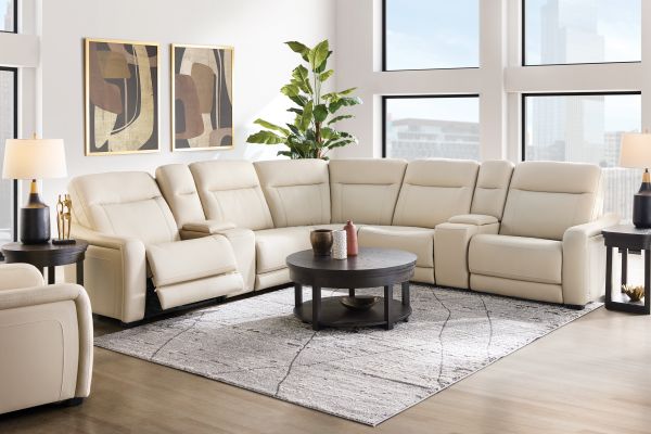 Newport 7-Piece Leather Dual Power Reclining Sectional
