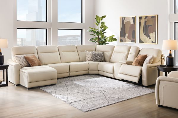 Newport 7-Piece Leather Dual Power Reclining Sectional with Left Arm Facing Chaise