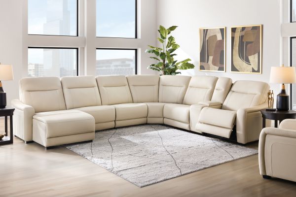 Newport 7-Piece Leather Dual Power Reclining Sectional with Left Arm Facing Chaise