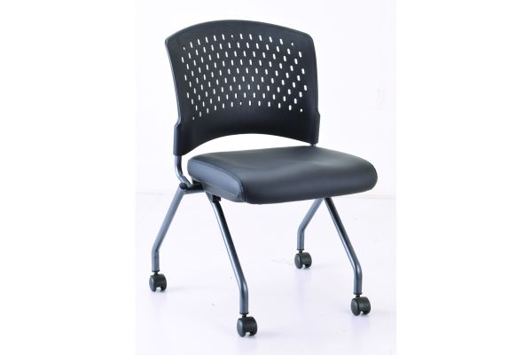 Perch Armless Nesting Chair with Casters, Titanium Frame