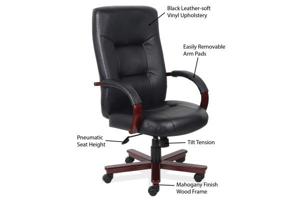 Spencer Executive High Back w/Mahogany Frame & Base