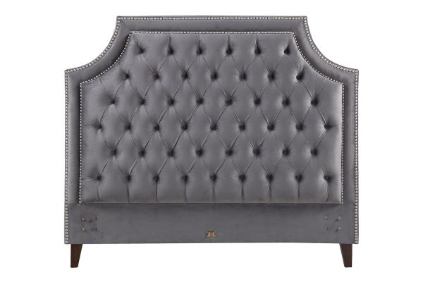Josie Queen Grey Upholstered Bed