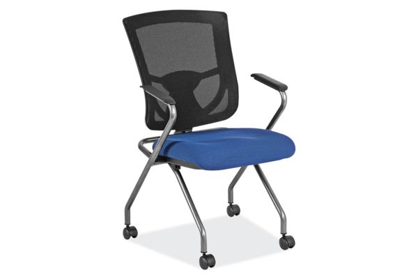OfficeSource | CoolMesh Pro Collection | Mesh Back Nesting Chair with Upholstered Seat and Titanium Frame