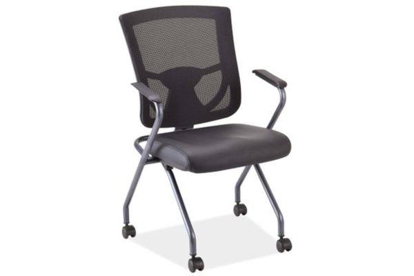 OfficeSource | CoolMesh Pro Collection | Mesh Back Nesting Chair with Upholstered Seat and Titanium Frame