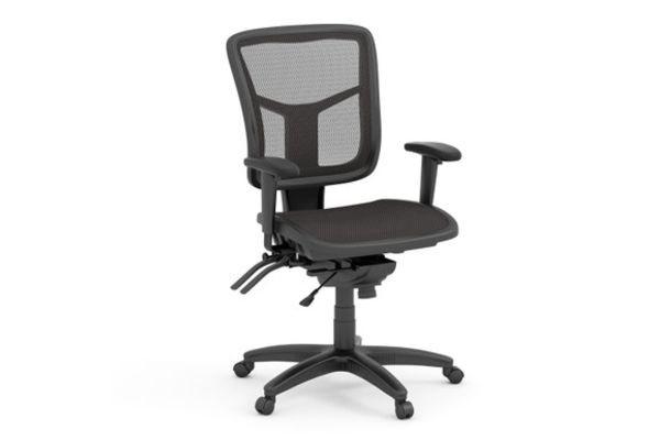 OfficeSource | CoolMesh | Multi Function, Mid Back Chair with Seat Slider and Black Frame