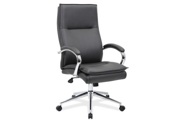 OfficeSource | Arc | Executive High Back with Fixed Arms and High Crown Chrome Frame