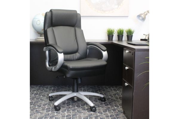 OfficeSource | Big & Tall | Executive Chair with Silver Heavy Duty Metal Base
