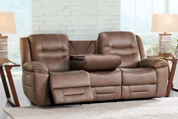 Rockford Brown Dual Power Reclining Sofa