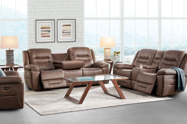 Rockford Brown Dual Power Reclining Sofa