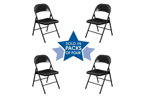 OfficeSource Black Steel Folding Chairs (Set of 4)