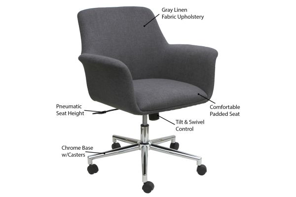 OfficeSource Bolster Collection Mid Back Swivel Chair with 5 Star Chrome Base