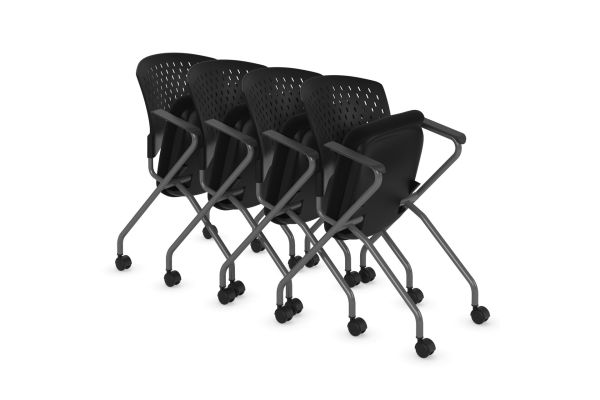 OfficeSource | Perch | Nesting Chair with Arms and Casters - Fabric