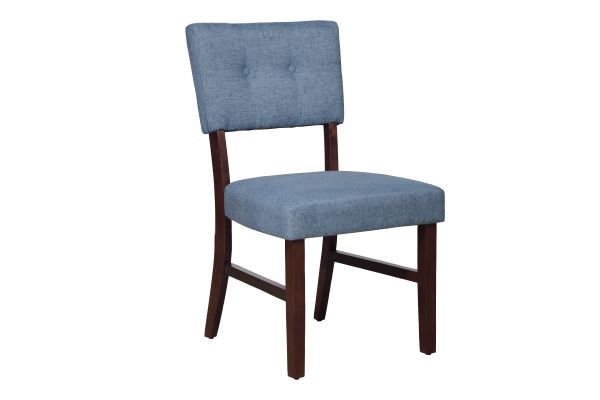 Ellis 47" Round Table + 4 Blue Chairs