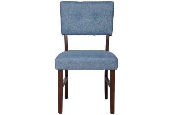 Ellis 47" Round Table + 4 Blue Chairs