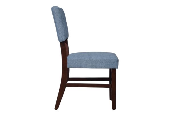 Ellis 47" Round Table + 4 Blue Chairs