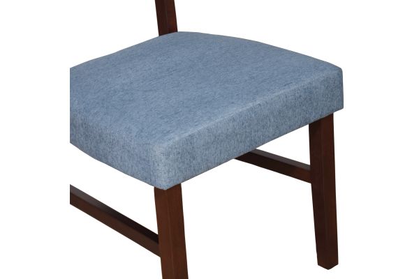 Ellis 47" Round Table + 4 Blue Chairs