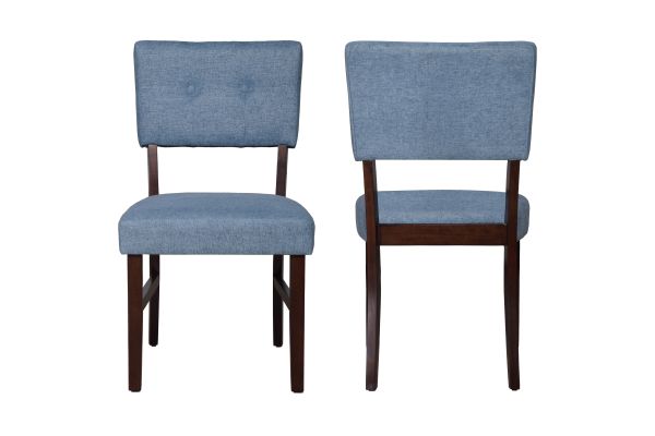 Ellis 47" Round Table + 4 Blue Chairs