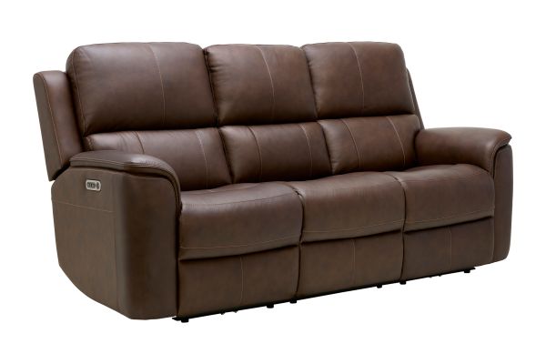 Oliver Umber Leather Triple Power Reclining Sofa