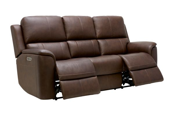 Oliver Umber Leather Triple Power Reclining Sofa