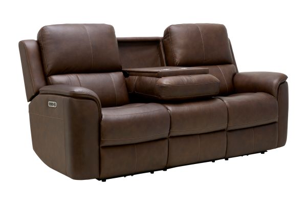 Oliver Umber Leather Triple Power Reclining Sofa