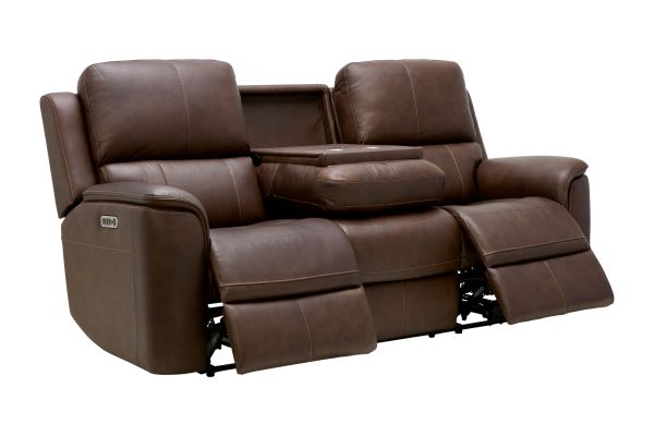 Oliver Umber Leather Triple Power Reclining Sofa