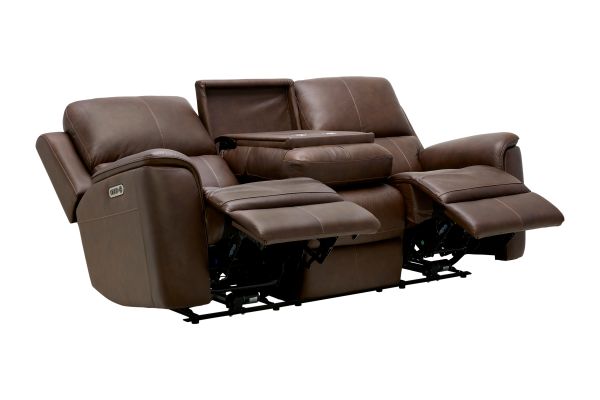 Oliver Umber Leather Triple Power Reclining Sofa