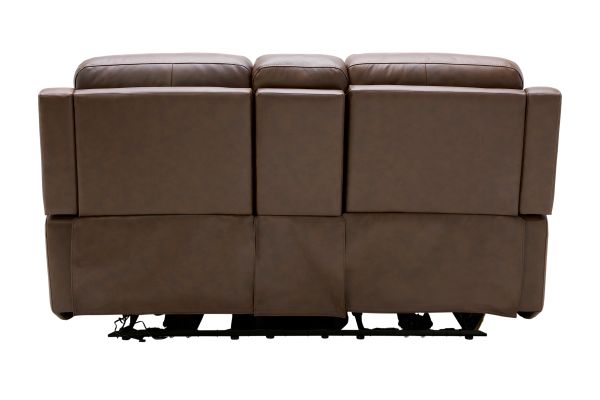 Oliver Umber Leather Triple Power Reclining Console Loveseat