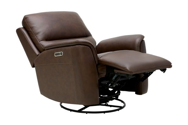 Oliver Umber Leather Triple Power Swivel Glider Recliner