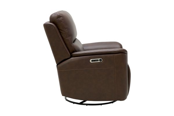 Oliver Umber Leather Triple Power Swivel Glider Recliner